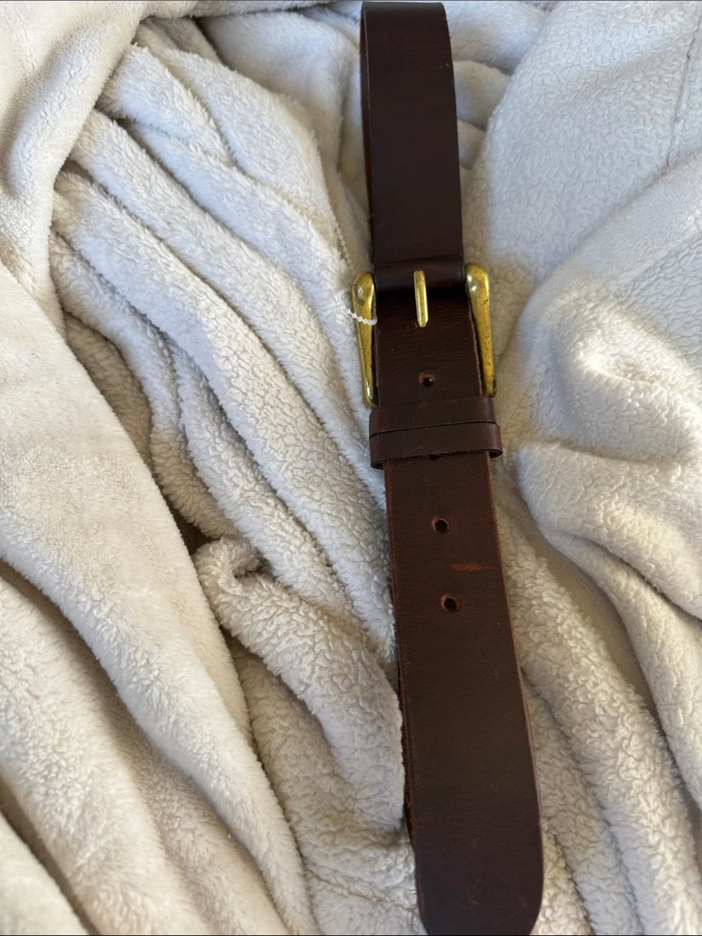 Vintage Robbie Nelson Brown Leather Belt with Brass Hook Buckle Size M/L